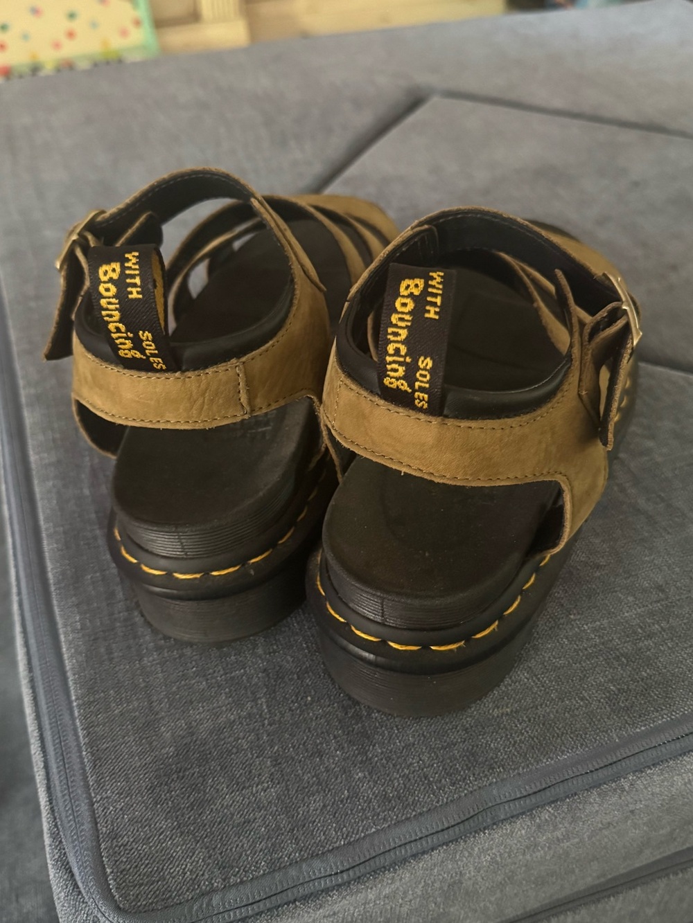 Dr. Martens Tan Leather Triple-Strap Platform Sandals - Picture 2 of 3